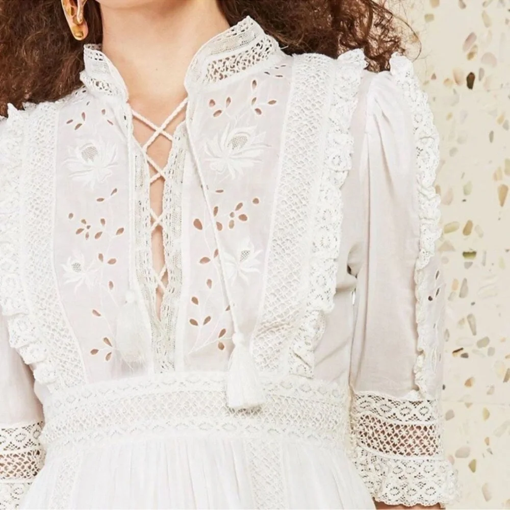 Ulla Johnson Madison Dress Blanc White Eyelet Tiered Ruffle Size 4